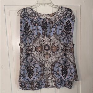 Free People Women’s Sleeveless Blouse Blue Medium Boho Flowy Festival